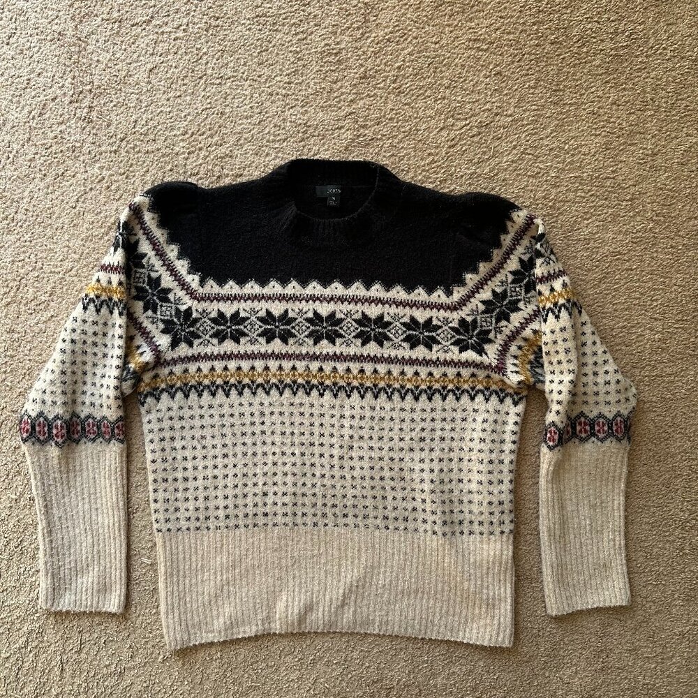 J Crew Sweater Womens Medium Wool Blend Pullover Long Sleeve Fair Isle
